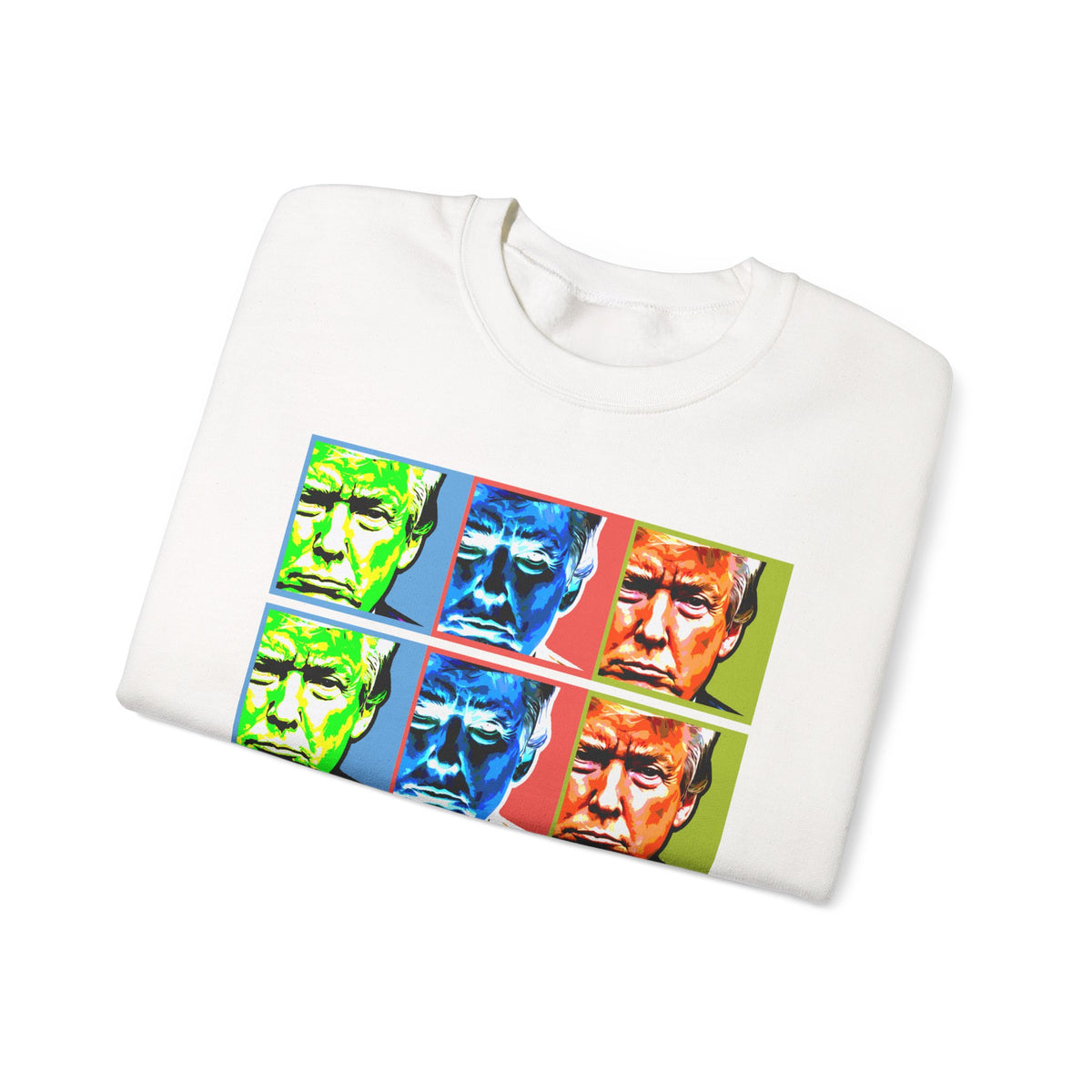 Crewneck Sweatshirt — Pop Art Faces "American Crude" Graphic